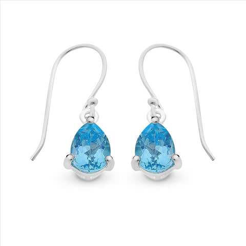 Sterling Silver Blue Topaz Drop Earrings