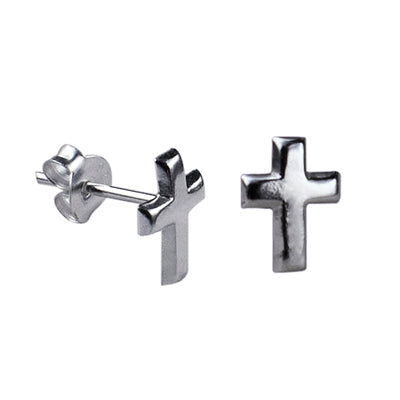 Sterling Silver Plain Cross Stud