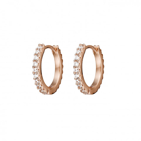 Sterling Silver Rose Gold Plated Cubic Zirconia Huggies
