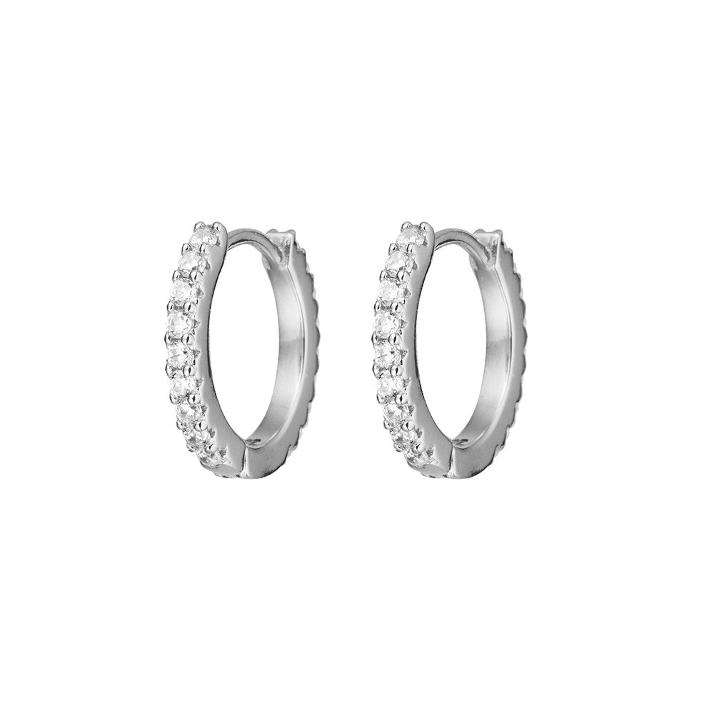 Sterling Silver Huggie With cubic zirconia