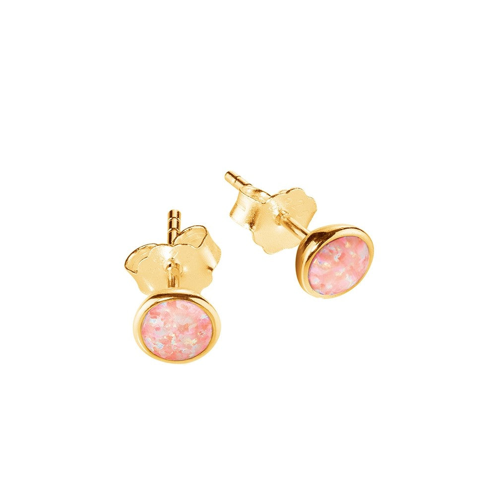 Sterling silver Gold Plated Pink Opalite Studs