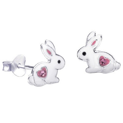 Sterling Silver Enamel Rabbit Studs