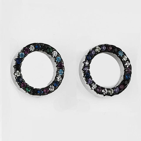 Sterling Silver Multi Coloured Circle Studs