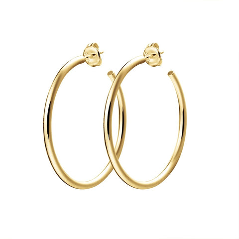 Sterling Silver Gold Plated 34mm Hoops