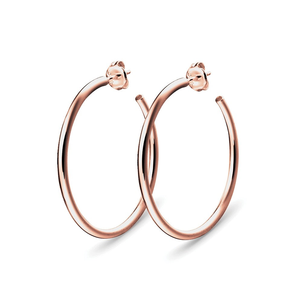 Silver Rose Gold Plated Hoops 34mm