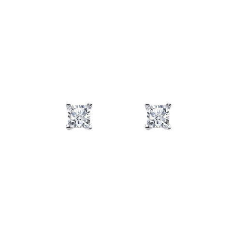 Sterling Silver Cubic Zirconia 4mm Princess Cut Studs