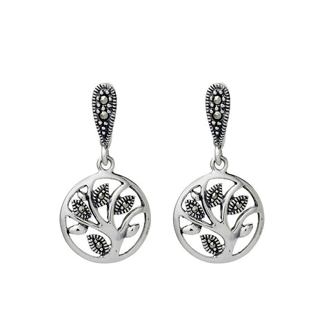 Silver Marcasite Tree Of Life Drops