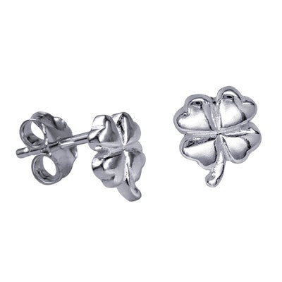 Silver Four Leaf Clover Studs