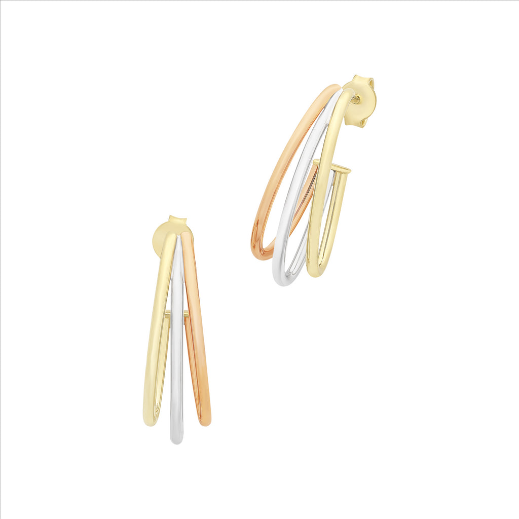 9ct Three Tone Gold Silver Filled Half Hoops