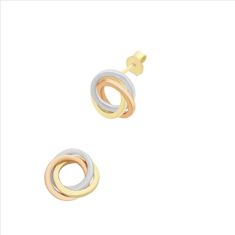 9ct Yellow Gold Three Tone Silver Filled Earrings