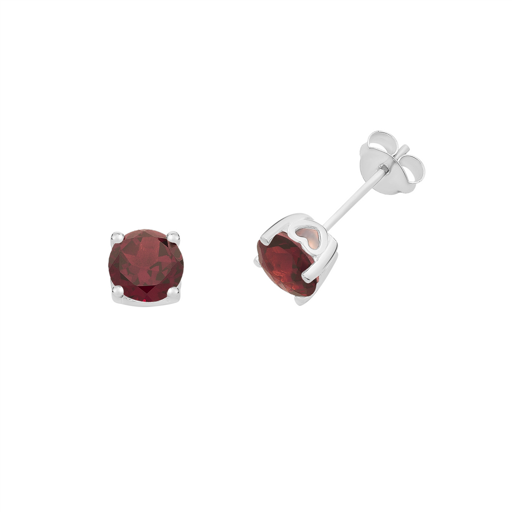 Sterling Silver Garnet Studs