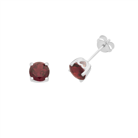 Sterling Silver Garnet Studs