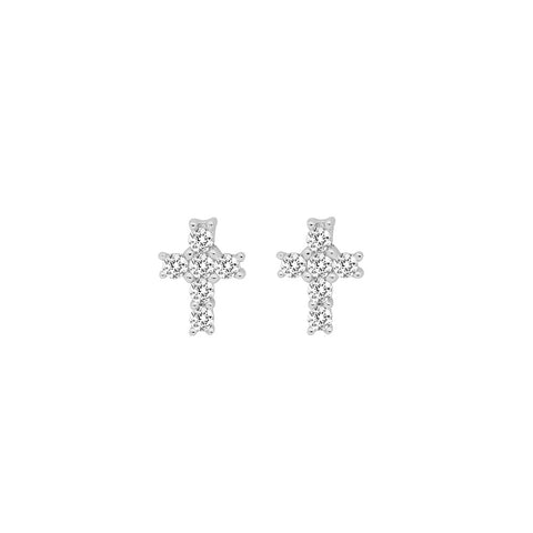 Sterling Silver Cubic Zirconia Cross Studs