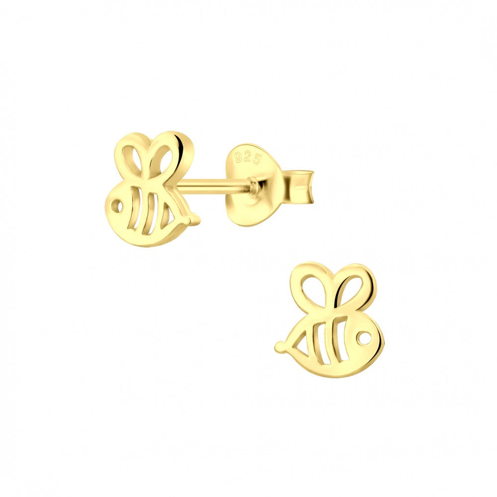 Silver Gold Plated Bee Studs