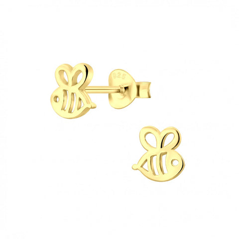 Silver Gold Plated Bee Studs