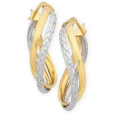 9ct Two-Tone Silver-Filled Figure 8 Hoops