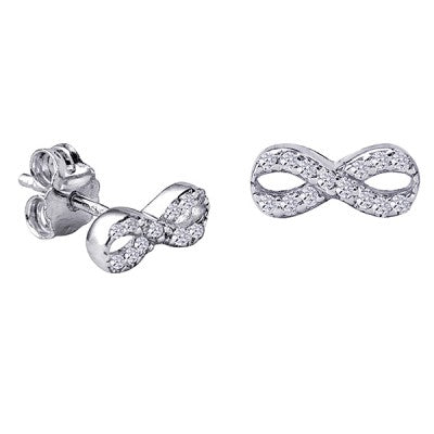 Sterling Silver Cubic Zirconia Infinity Studs