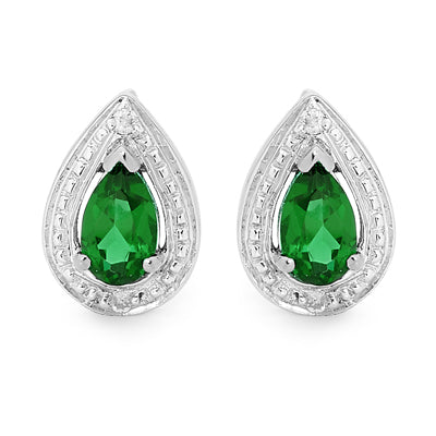 Sterling Silver Created Emerald Studs