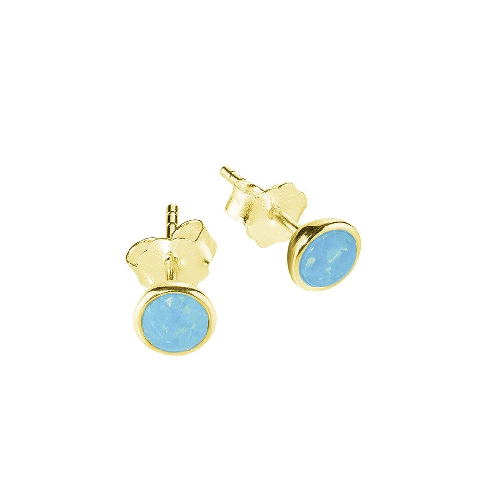 Gold Plated Created Opal Studs