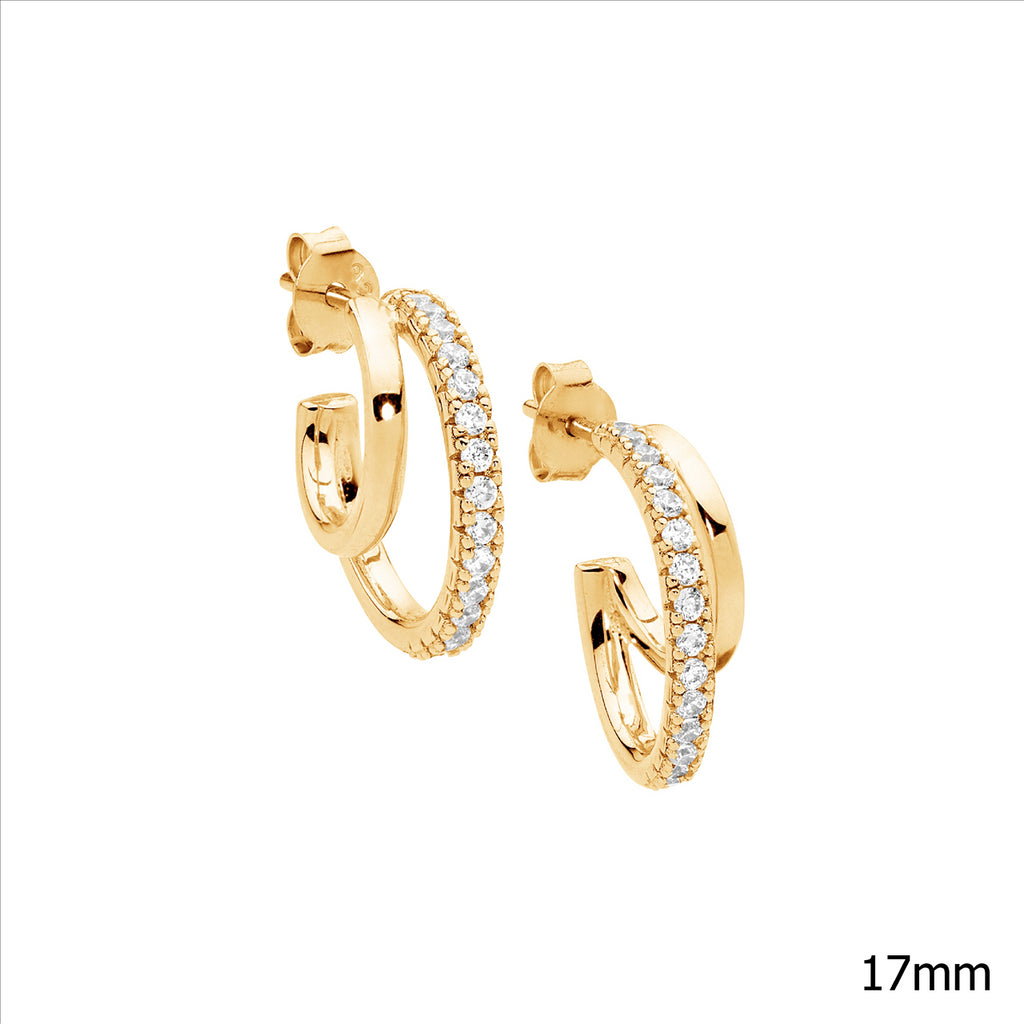 Sterling Silver Gold Plated Double Hoop Earrings
