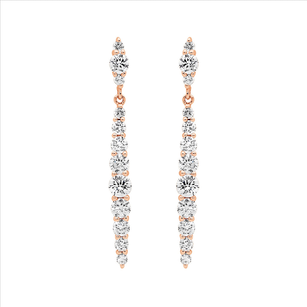 Sterling Silver Rose Gold Plated Cubic Zirconia Drops