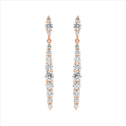 Sterling Silver Rose Gold Plated Cubic Zirconia Drops