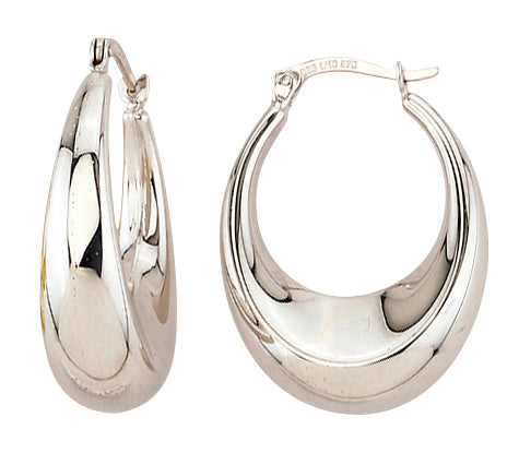 9ct White Gold Silver Filled Bulbous Hoop Earrings