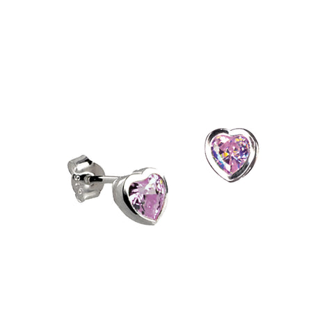 Sterling Silver Lavender Heart Studs