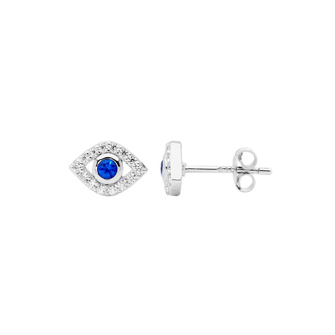 Sterling Silver Evil Eye Studs