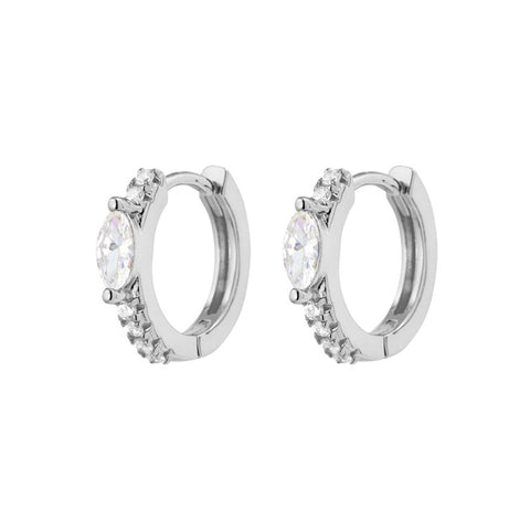 Sterling Silver Hoop Earrings Cubic Zirconia Huggies