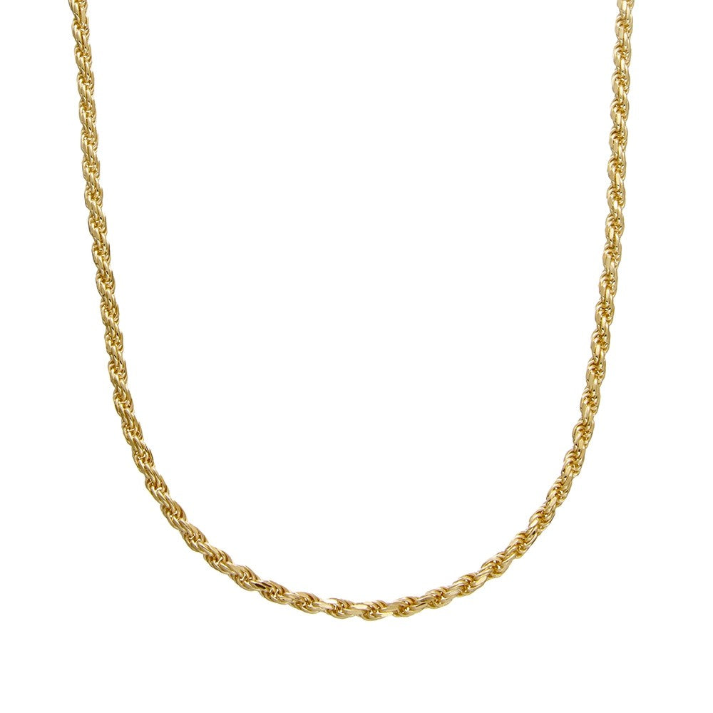 Sterling Silver Gold Plated Diamond Cut Rope Chain 45cm