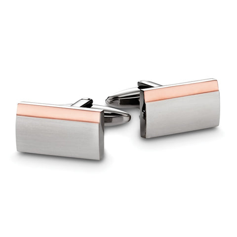 Stainless Steel And Rose Gold Plated Mens Cufflinks