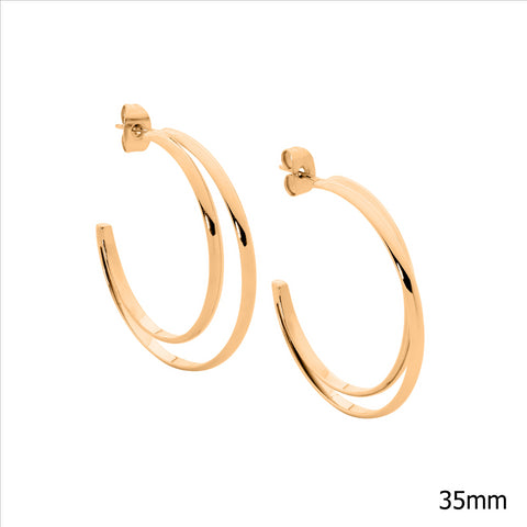 Stainless Steel Rose Gold Plated Hoops