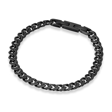 Mens Stainless Steel Black Cuban Link Bracelet