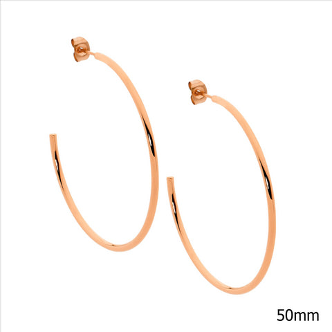 Stainless Steel Rose Gold Plated Hoops
