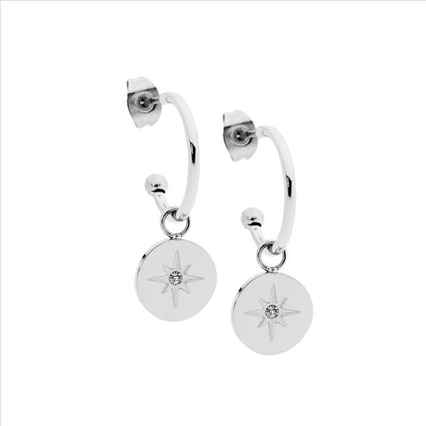 Stainless Steel Hoop Drop Earrings