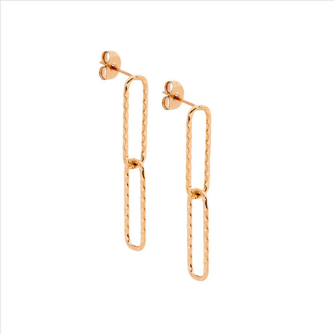 Stainless Steel Rose Gold Plated Drop Earrings