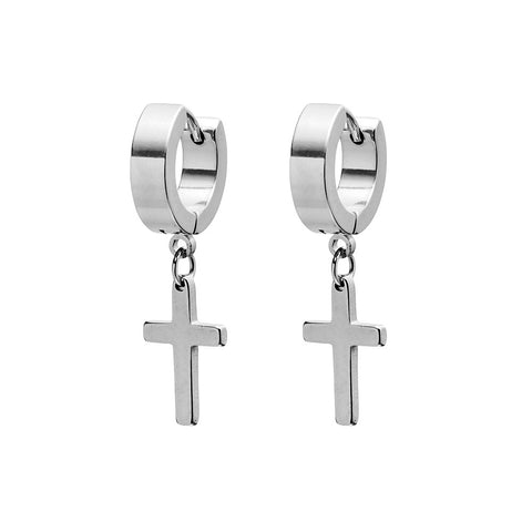 Blaze Stainless Steel Mens Cross Earrings