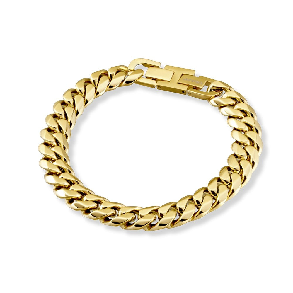 Mens Gold Plated Stainless Steel Cuban Link Bracelet