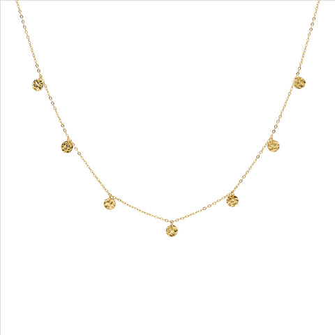 Stainless Steel Gold Plated Necklace with Disks