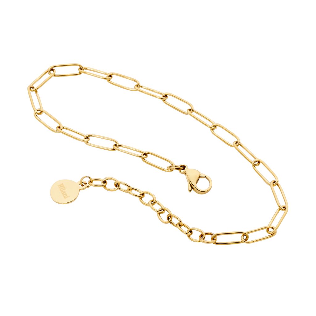 Stainless Steel Gold Plate Paperclip Bracelet