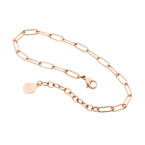 Stainless Steel Rose Gold Plate Paperclip Chain Bracelet